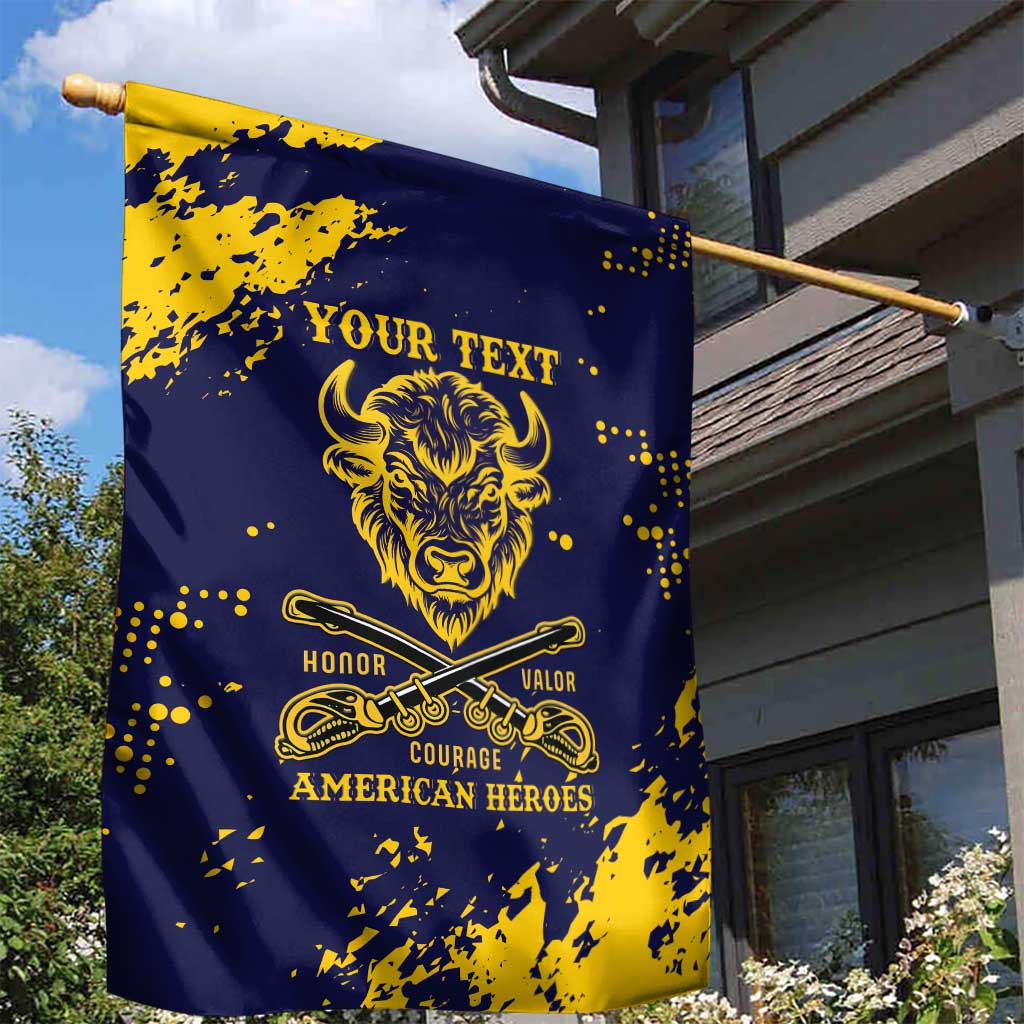 Personalized African-American Heroes Garden Flag Bison Buffalo Soldiers - Blue Grunge Style LT15