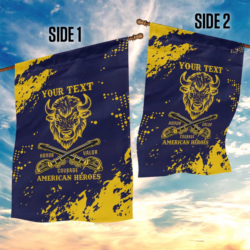 Personalized African-American Heroes Garden Flag Bison Buffalo Soldiers - Blue Grunge Style LT15