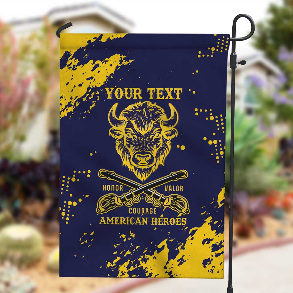 Personalized African-American Heroes Garden Flag Bison Buffalo Soldiers - Blue Grunge Style LT15