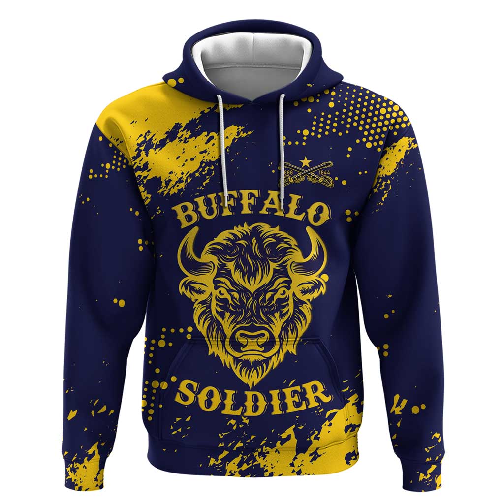 Personalized Bison Buffalo Soldiers Hoodie American Heroes - Blue Grunge Style LT15