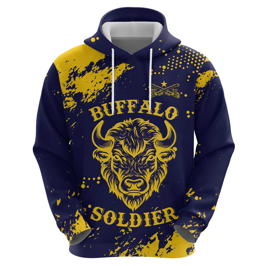 Personalized Bison Buffalo Soldiers Hoodie American Heroes - Blue Grunge Style LT15