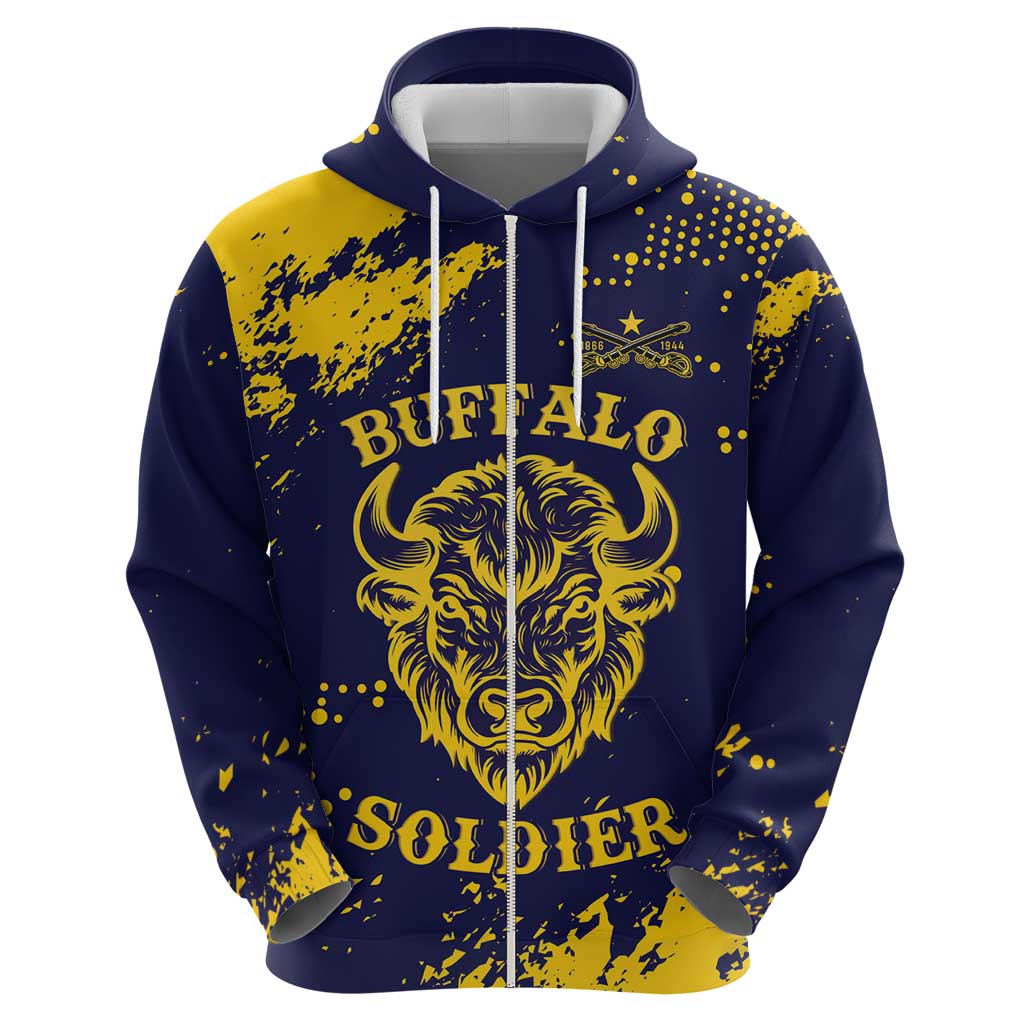 Personalized Bison Buffalo Soldiers Hoodie American Heroes - Blue Grunge Style LT15