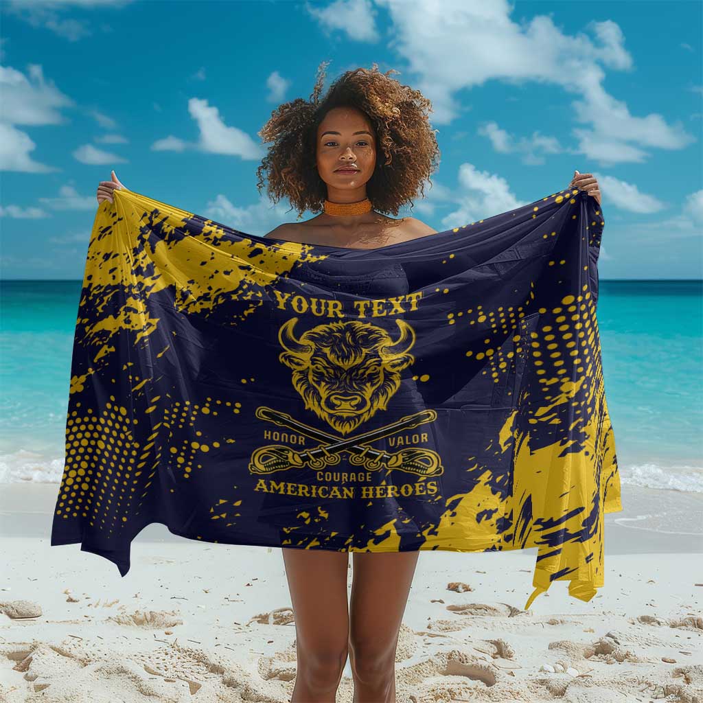 Personalized African-American Heroes Sarong Bison Buffalo Soldiers - Blue Grunge Style LT15