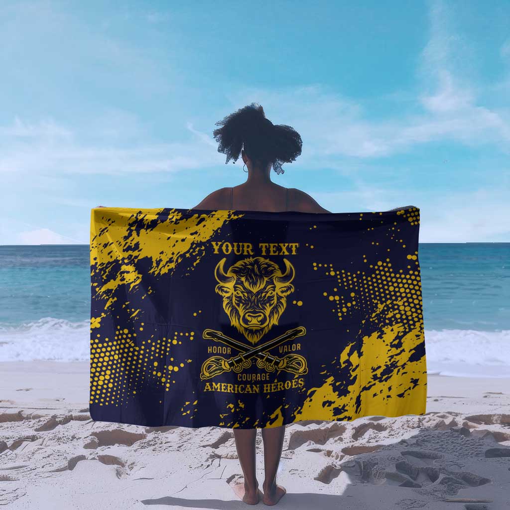 Personalized African-American Heroes Sarong Bison Buffalo Soldiers - Blue Grunge Style LT15