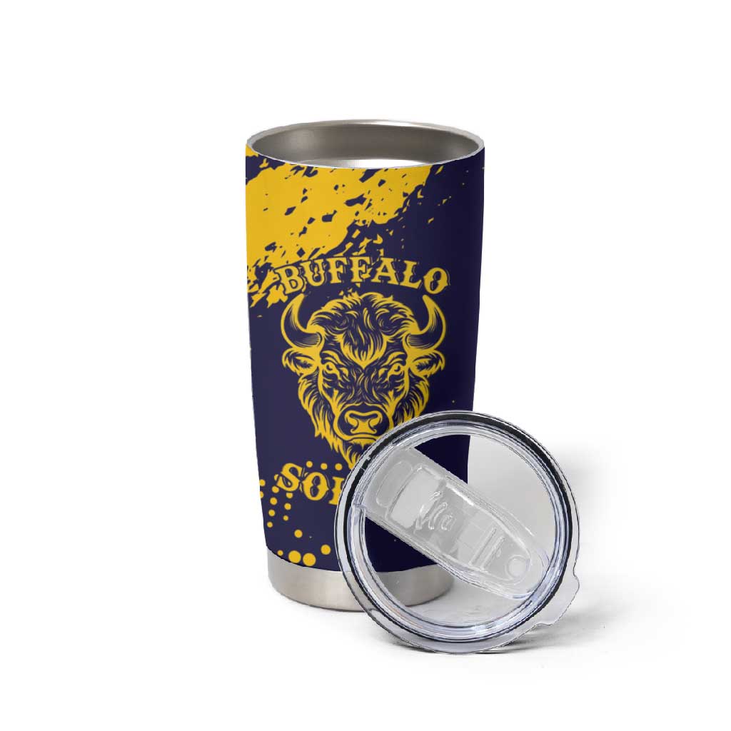 Personalized African-American Heroes Tumbler Cup Bison Buffalo Soldiers - Blue Grunge Style LT15