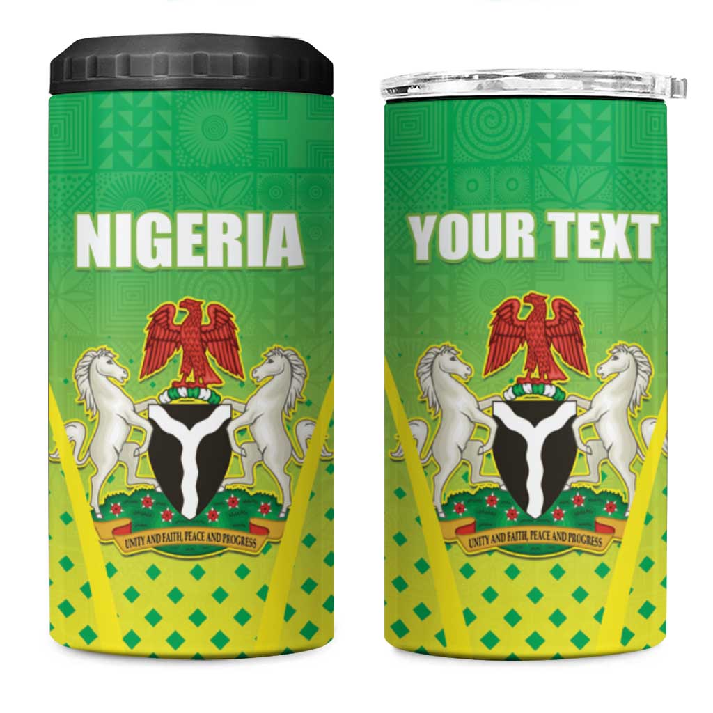 Custom Nigeria Cricket 4 in 1 Can Cooler Tumbler Go Yellow Greens LT15