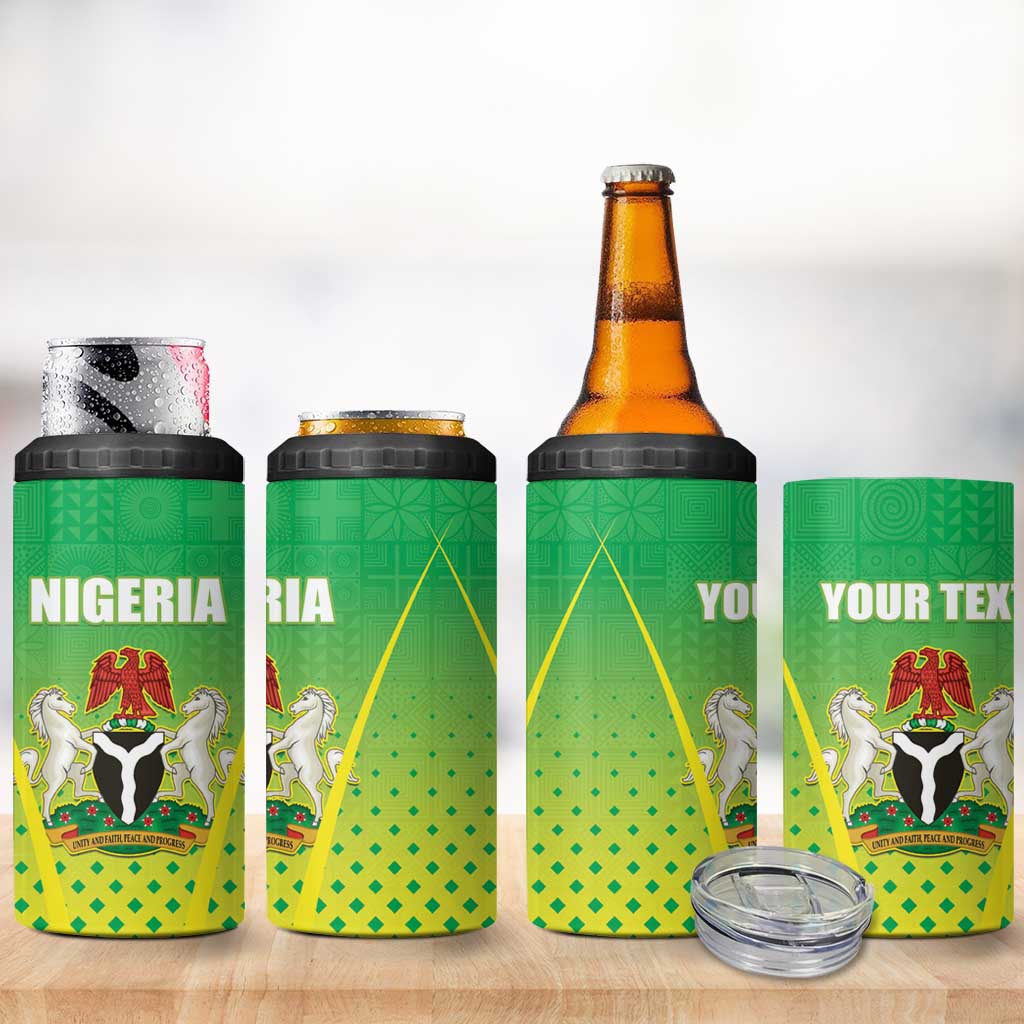 Custom Nigeria Cricket 4 in 1 Can Cooler Tumbler Go Yellow Greens LT15