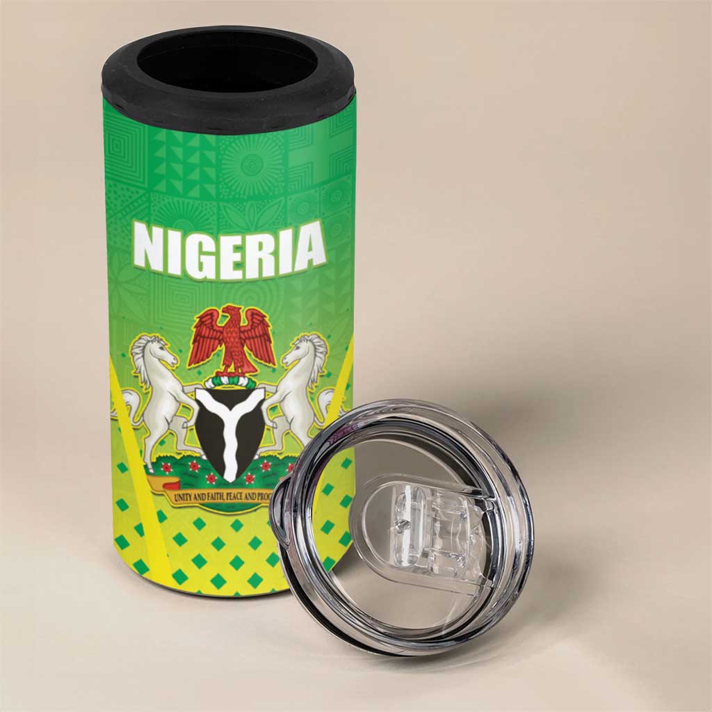 Custom Nigeria Cricket 4 in 1 Can Cooler Tumbler Go Yellow Greens LT15