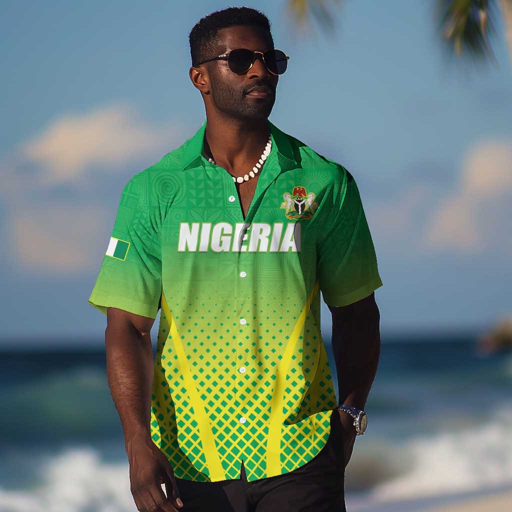 Custom Nigeria Cricket Hawaiian Shirt Go Yellow Greens LT15