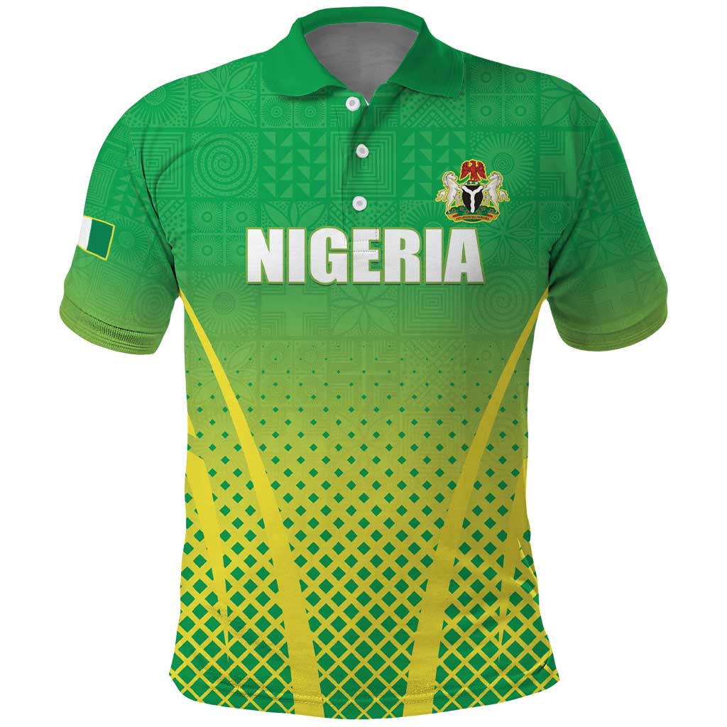 Custom Nigeria Cricket Polo Shirt Come On Yellow Greens LT15