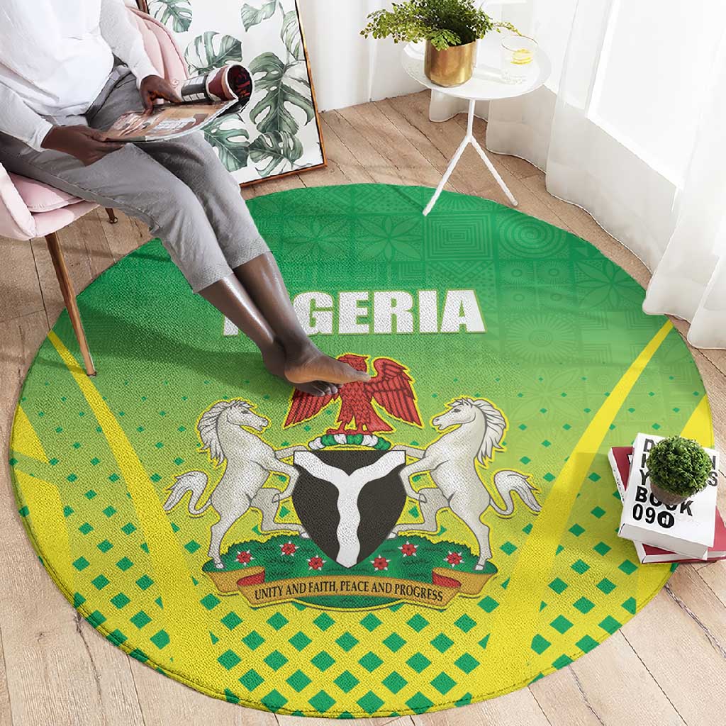 Nigeria Cricket Round Carpet Go Yellow Greens LT15