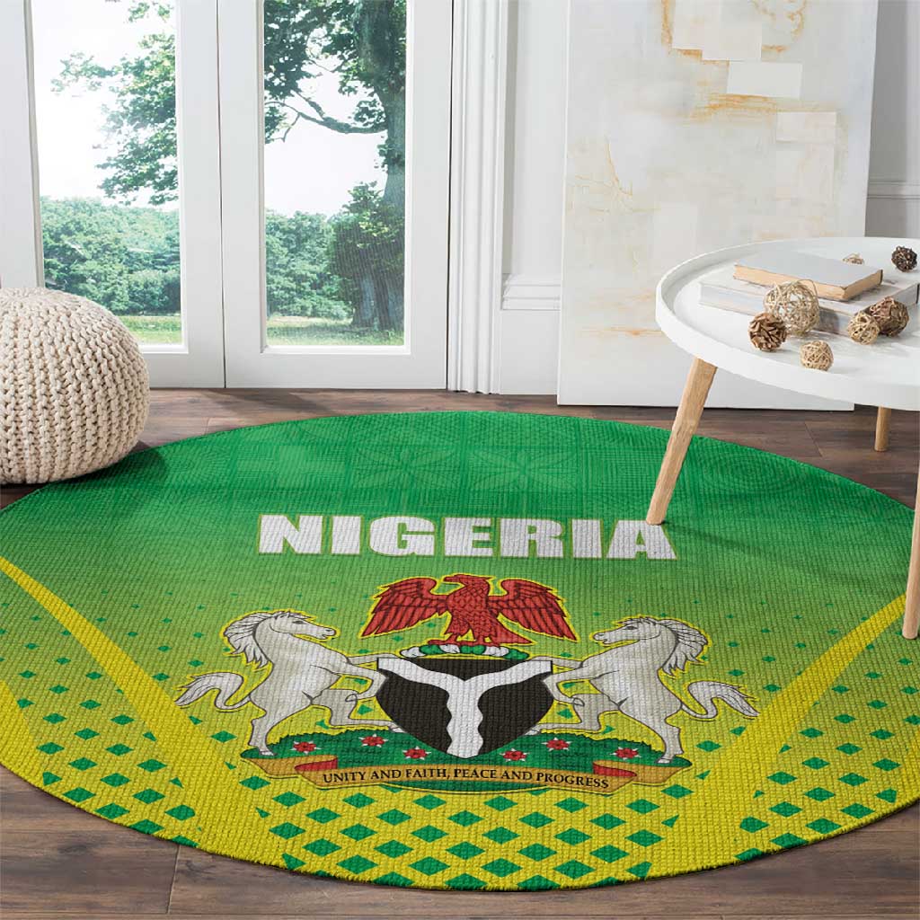 Nigeria Cricket Round Carpet Go Yellow Greens LT15