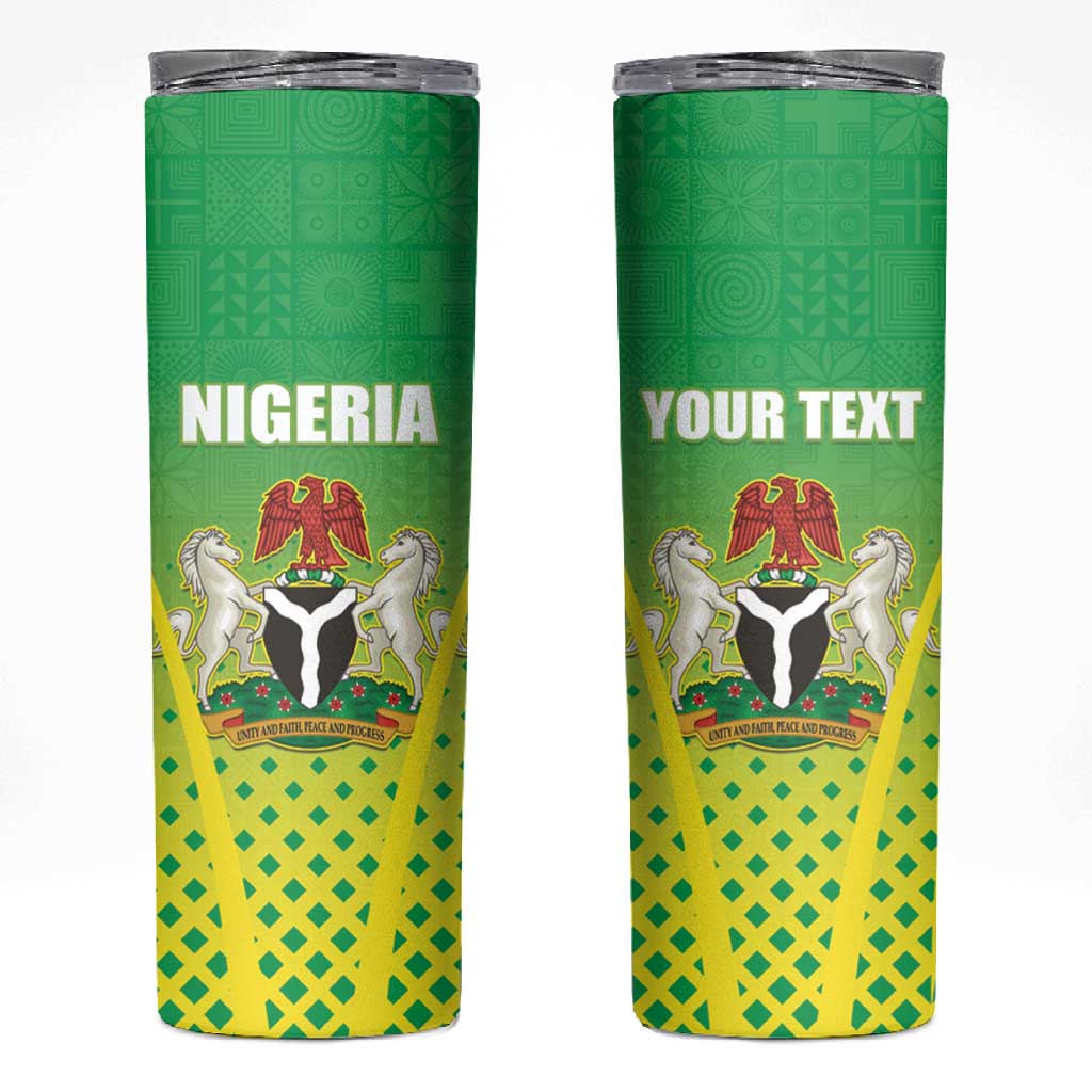 Custom Nigeria Cricket Skinny Tumbler Go Yellow Greens LT15