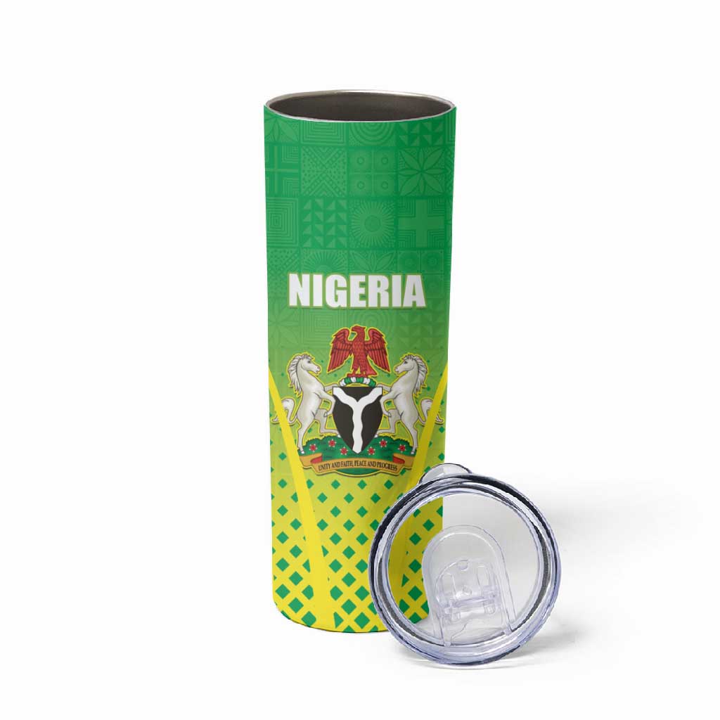 Custom Nigeria Cricket Skinny Tumbler Go Yellow Greens LT15