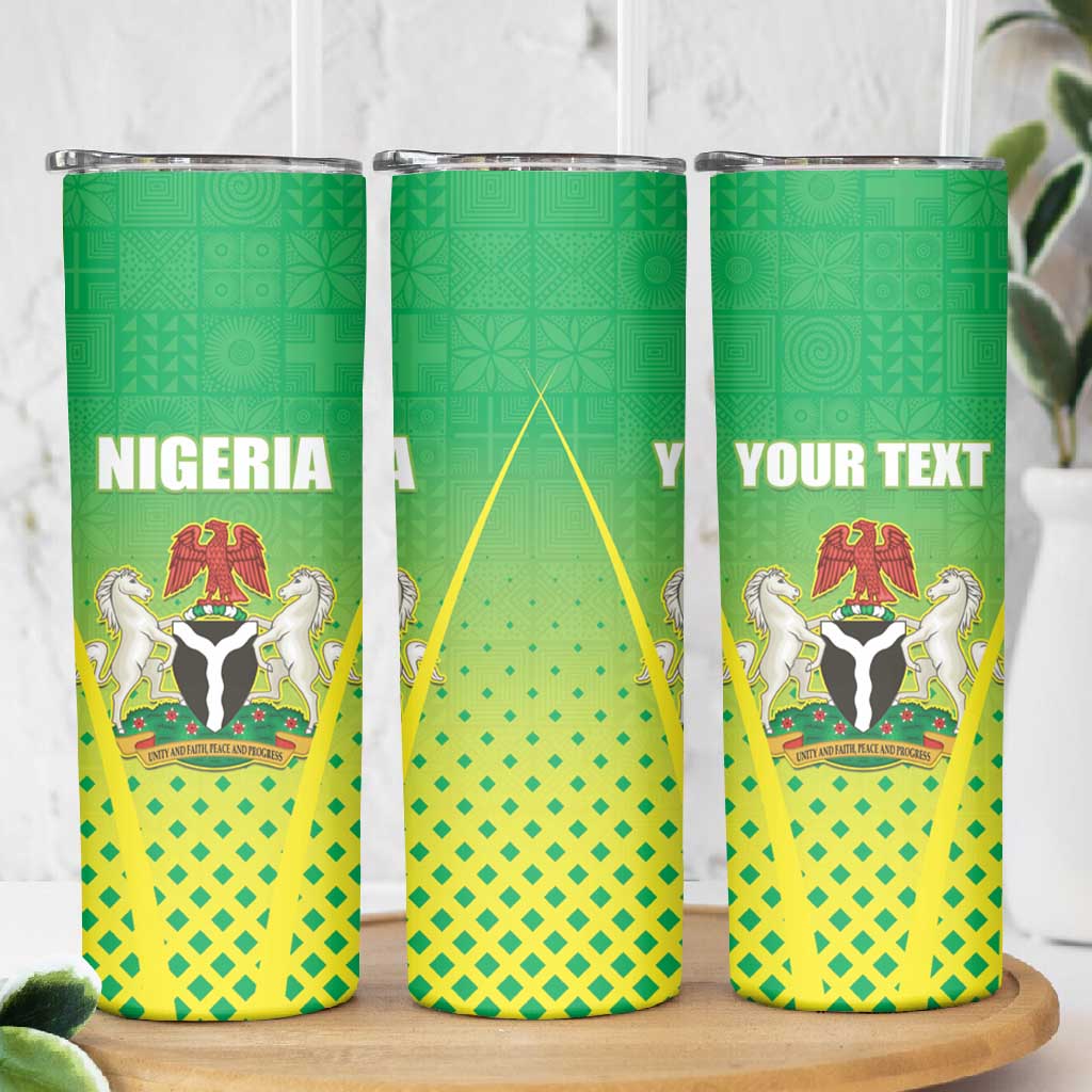 Custom Nigeria Cricket Skinny Tumbler Go Yellow Greens LT15