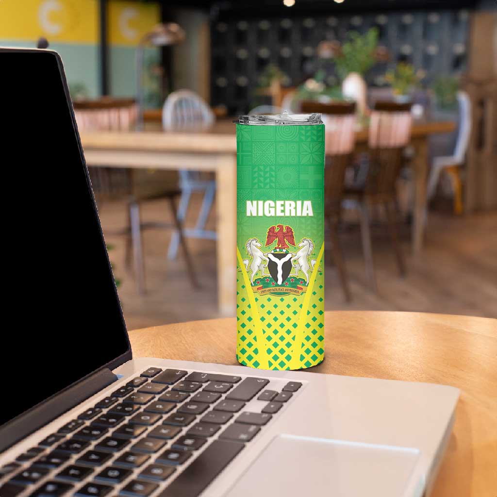 Custom Nigeria Cricket Skinny Tumbler Go Yellow Greens LT15