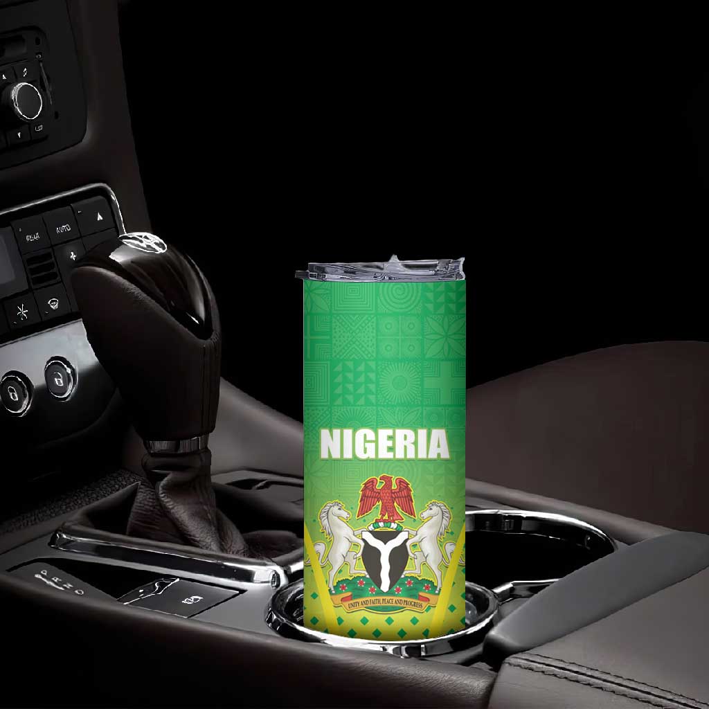 Custom Nigeria Cricket Skinny Tumbler Go Yellow Greens LT15
