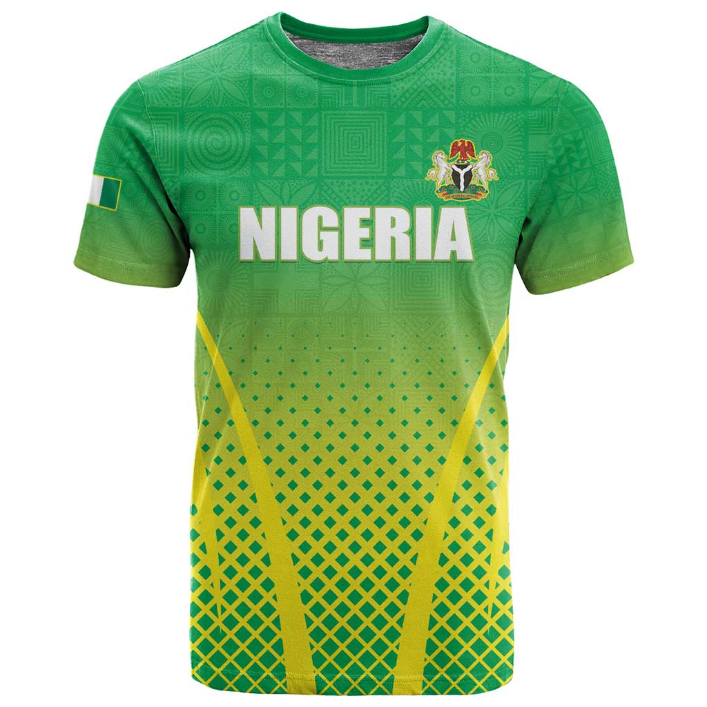 Custom Nigeria Cricket T shirt Go Yellow Greens LT15