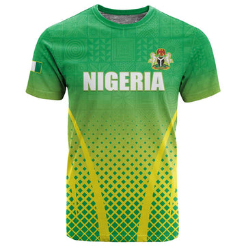 Custom Nigeria Cricket T shirt Go Yellow Greens LT15