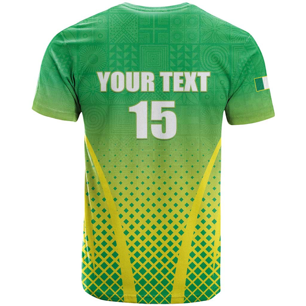 Custom Nigeria Cricket T shirt Go Yellow Greens LT15