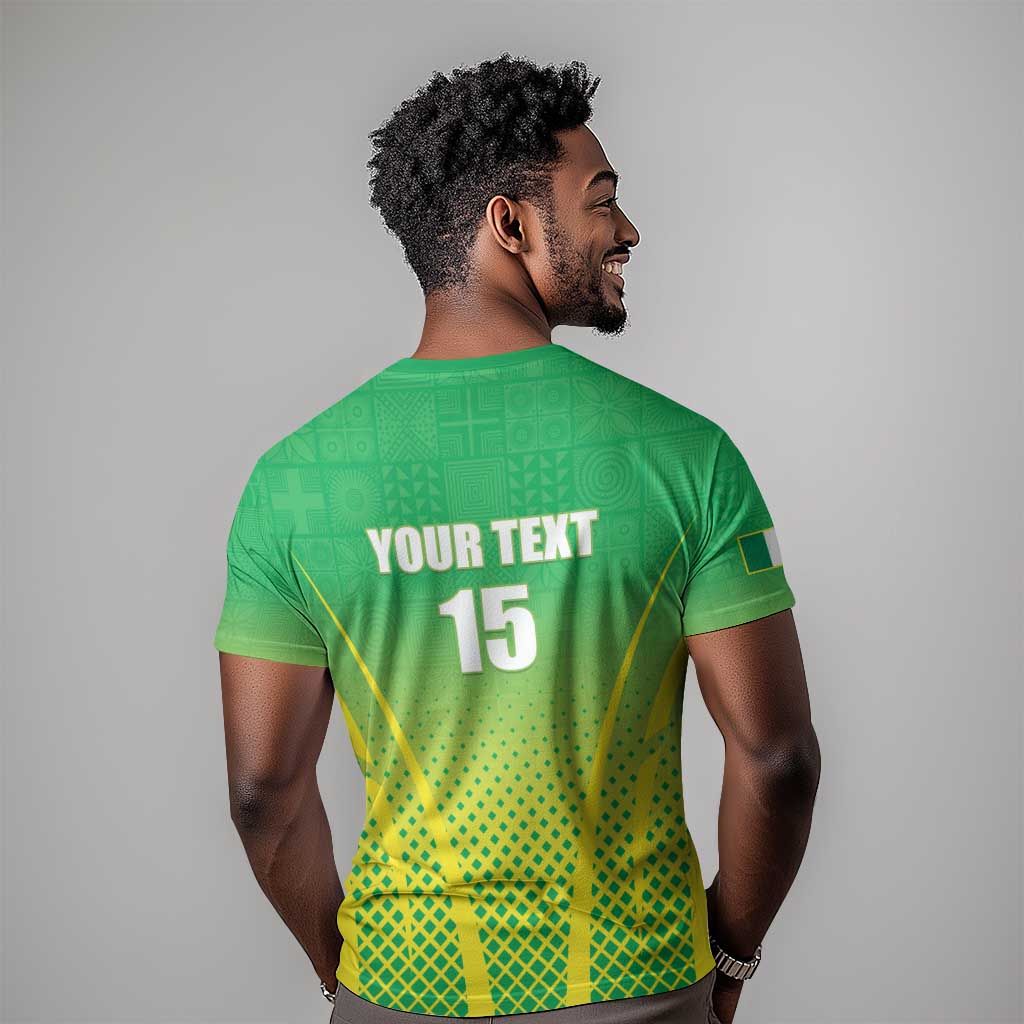 Custom Nigeria Cricket T shirt Go Yellow Greens LT15