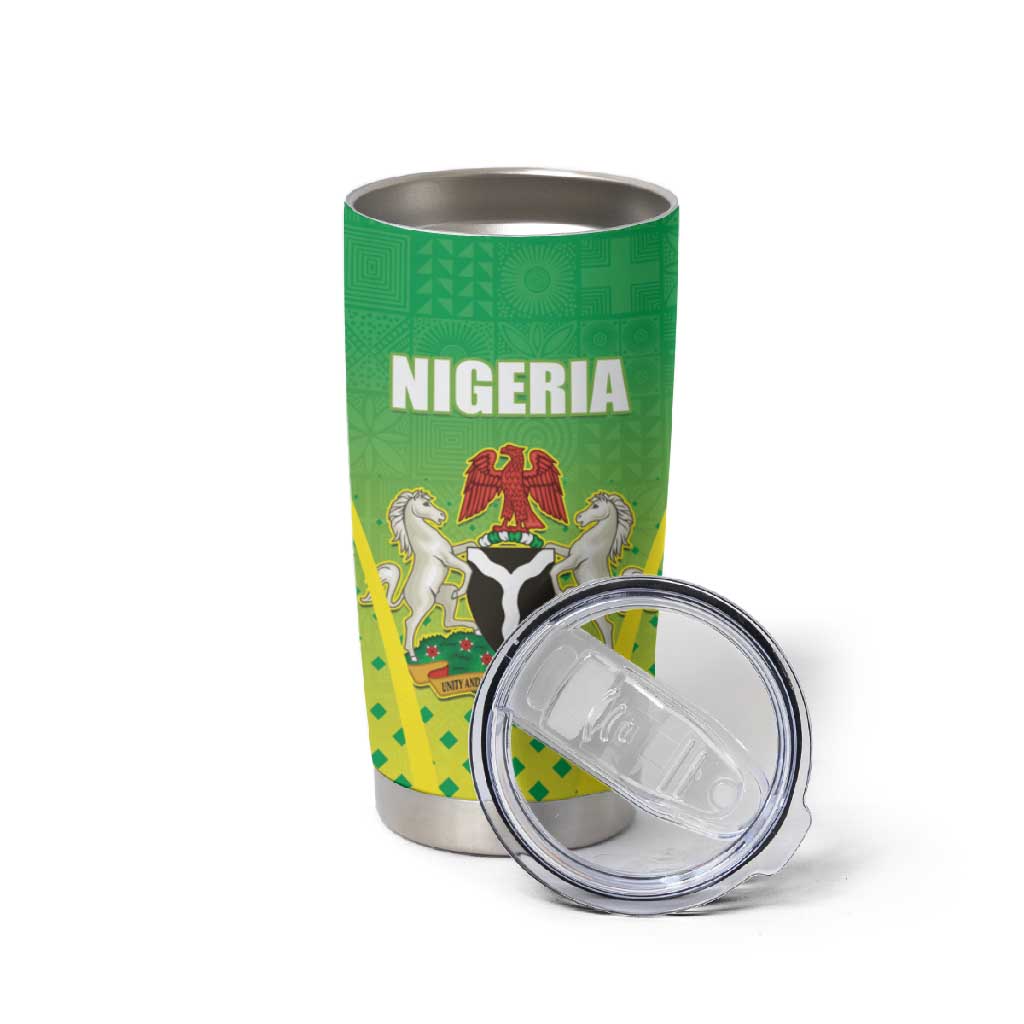 Custom Nigeria Cricket Tumbler Cup Go Yellow Greens LT15