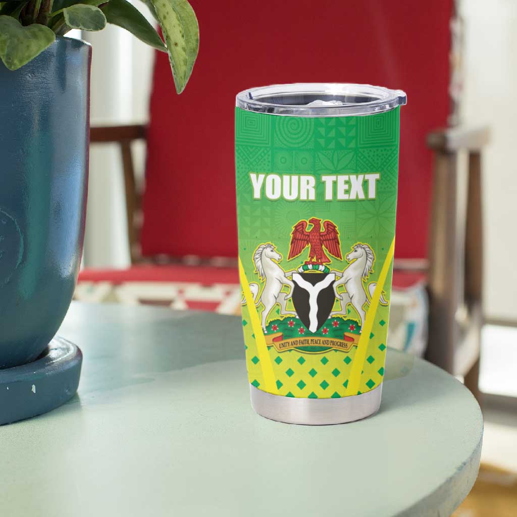 Custom Nigeria Cricket Tumbler Cup Go Yellow Greens LT15