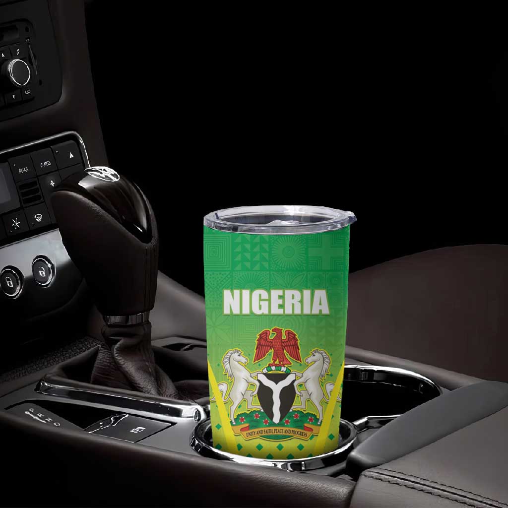 Custom Nigeria Cricket Tumbler Cup Go Yellow Greens LT15