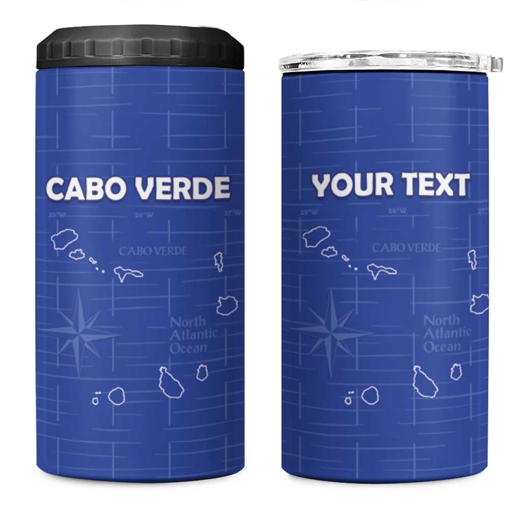 Custom Cabo Verde Football 4 in 1 Can Cooler Tumbler Go Tubaroes Azuis Go - Blue LT15