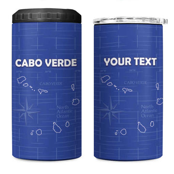 Custom Cabo Verde Football 4 in 1 Can Cooler Tumbler Go Tubaroes Azuis Go - Blue LT15