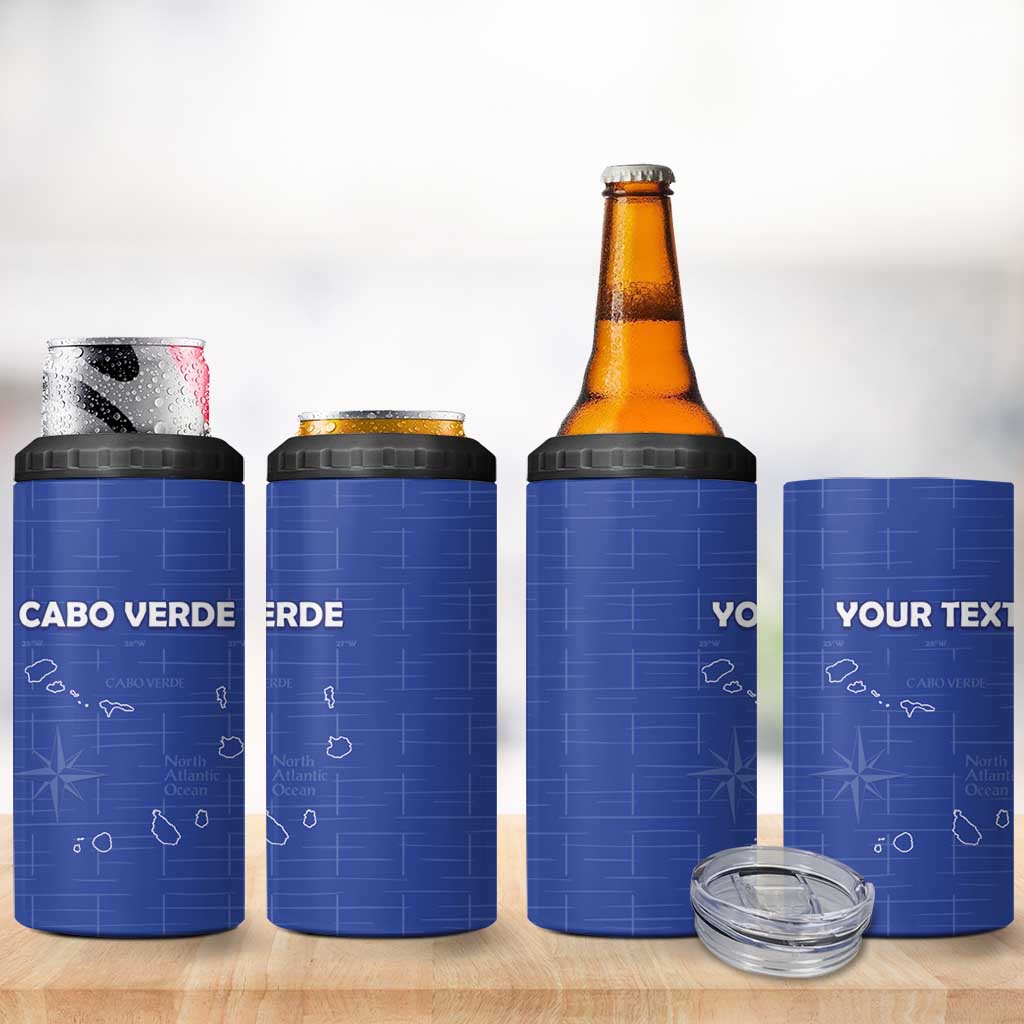 Custom Cabo Verde Football 4 in 1 Can Cooler Tumbler Go Tubaroes Azuis Go - Blue LT15