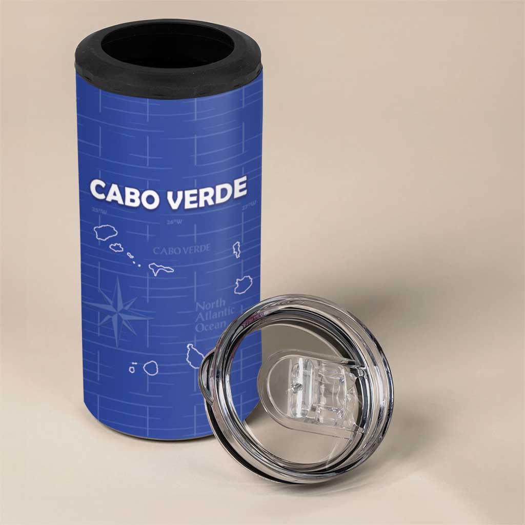 Custom Cabo Verde Football 4 in 1 Can Cooler Tumbler Go Tubaroes Azuis Go - Blue LT15