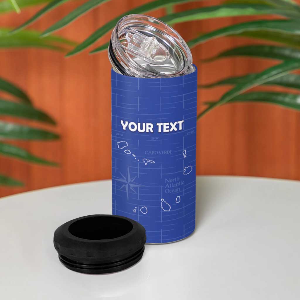 Custom Cabo Verde Football 4 in 1 Can Cooler Tumbler Go Tubaroes Azuis Go - Blue LT15