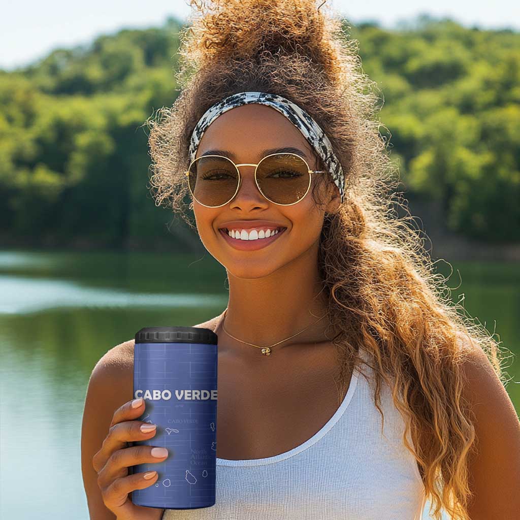 Custom Cabo Verde Football 4 in 1 Can Cooler Tumbler Go Tubaroes Azuis Go - Blue LT15