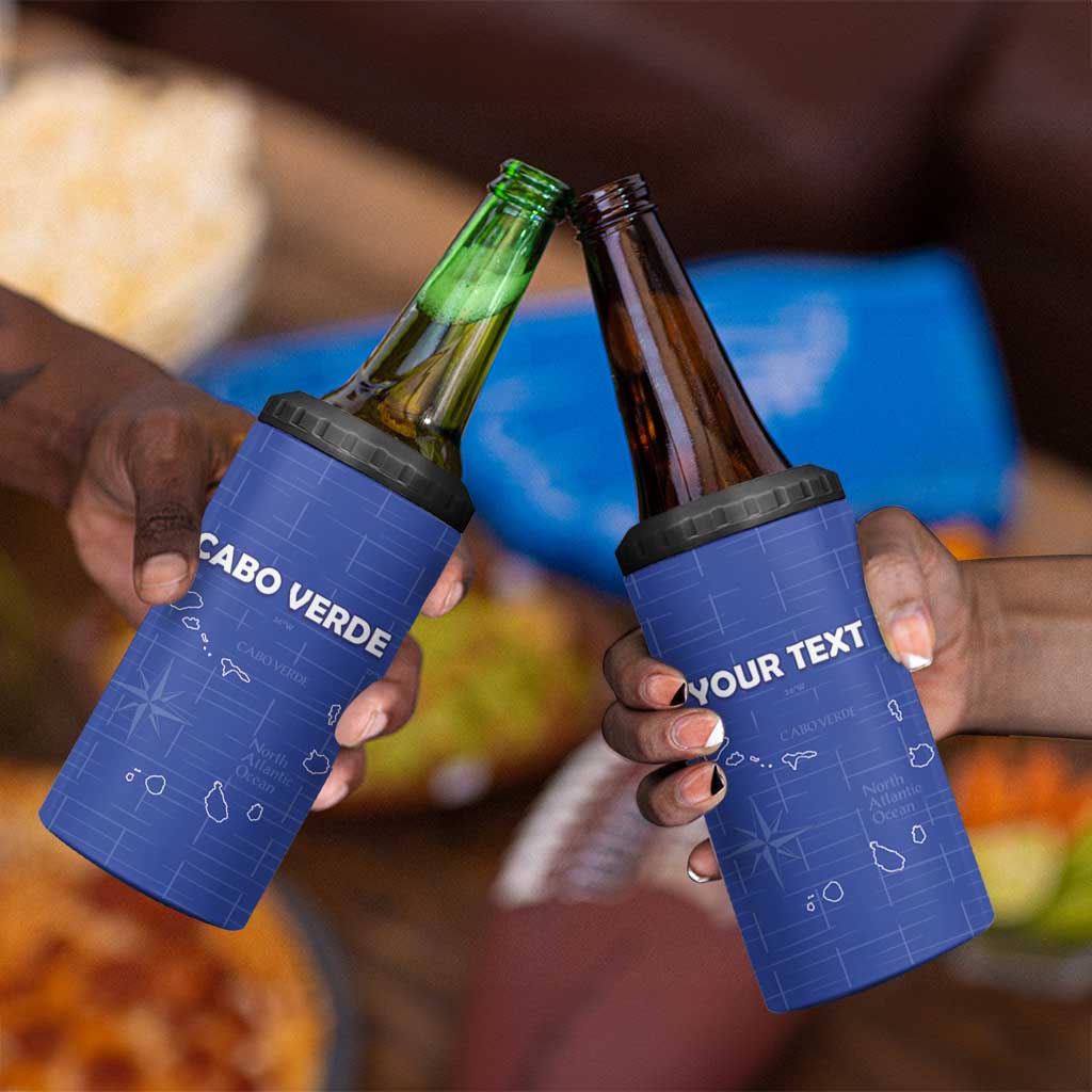 Custom Cabo Verde Football 4 in 1 Can Cooler Tumbler Go Tubaroes Azuis Go - Blue LT15