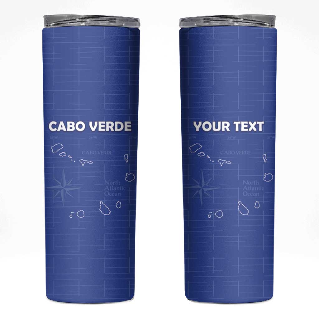 Custom Cabo Verde Football Skinny Tumbler Go Tubaroes Azuis Go - Blue LT15