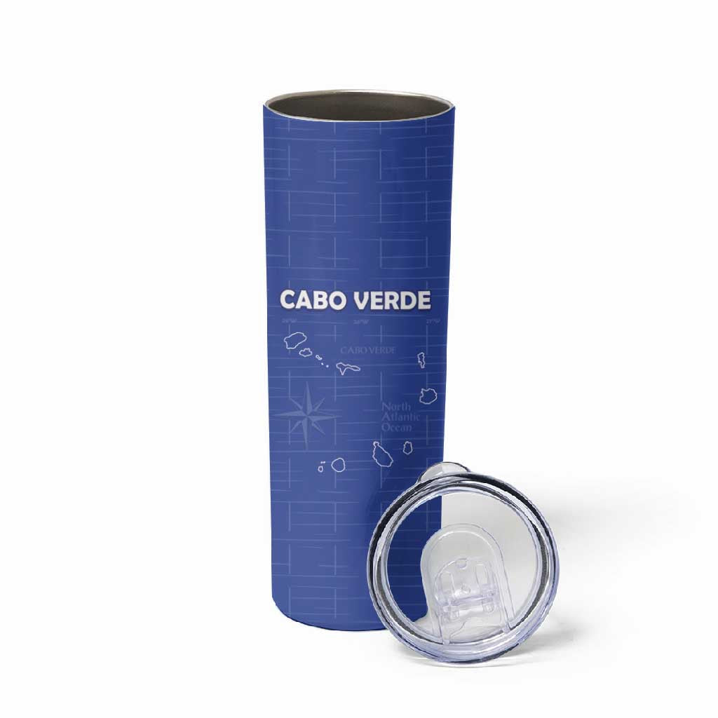 Custom Cabo Verde Football Skinny Tumbler Go Tubaroes Azuis Go - Blue LT15
