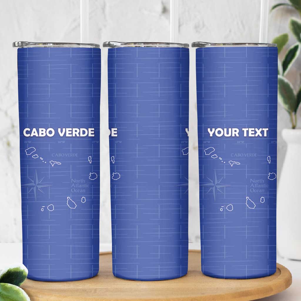 Custom Cabo Verde Football Skinny Tumbler Go Tubaroes Azuis Go - Blue LT15
