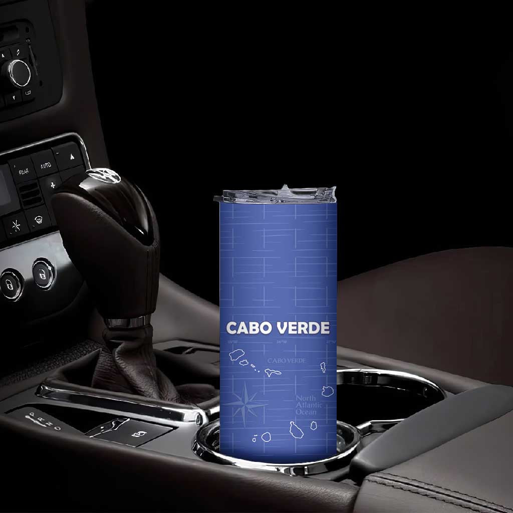 Custom Cabo Verde Football Skinny Tumbler Go Tubaroes Azuis Go - Blue LT15