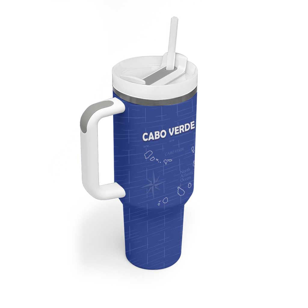 Custom Cabo Verde Football Tumbler With Handle Go Tubaroes Azuis Go - Blue LT15