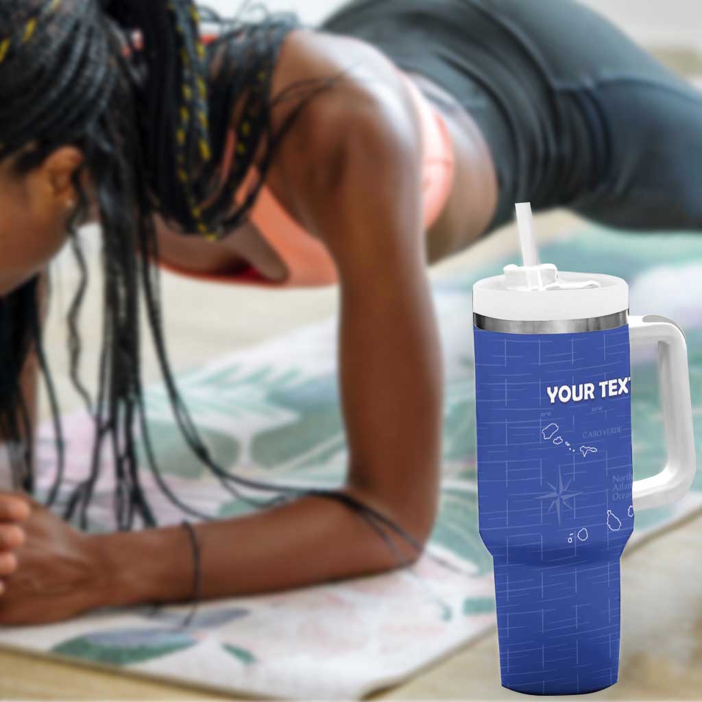 Custom Cabo Verde Football Tumbler With Handle Go Tubaroes Azuis Go - Blue LT15
