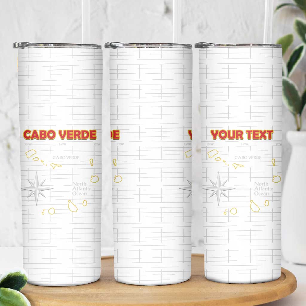Custom Cabo Verde Football Skinny Tumbler Go Tubaroes Azuis Go - White LT15
