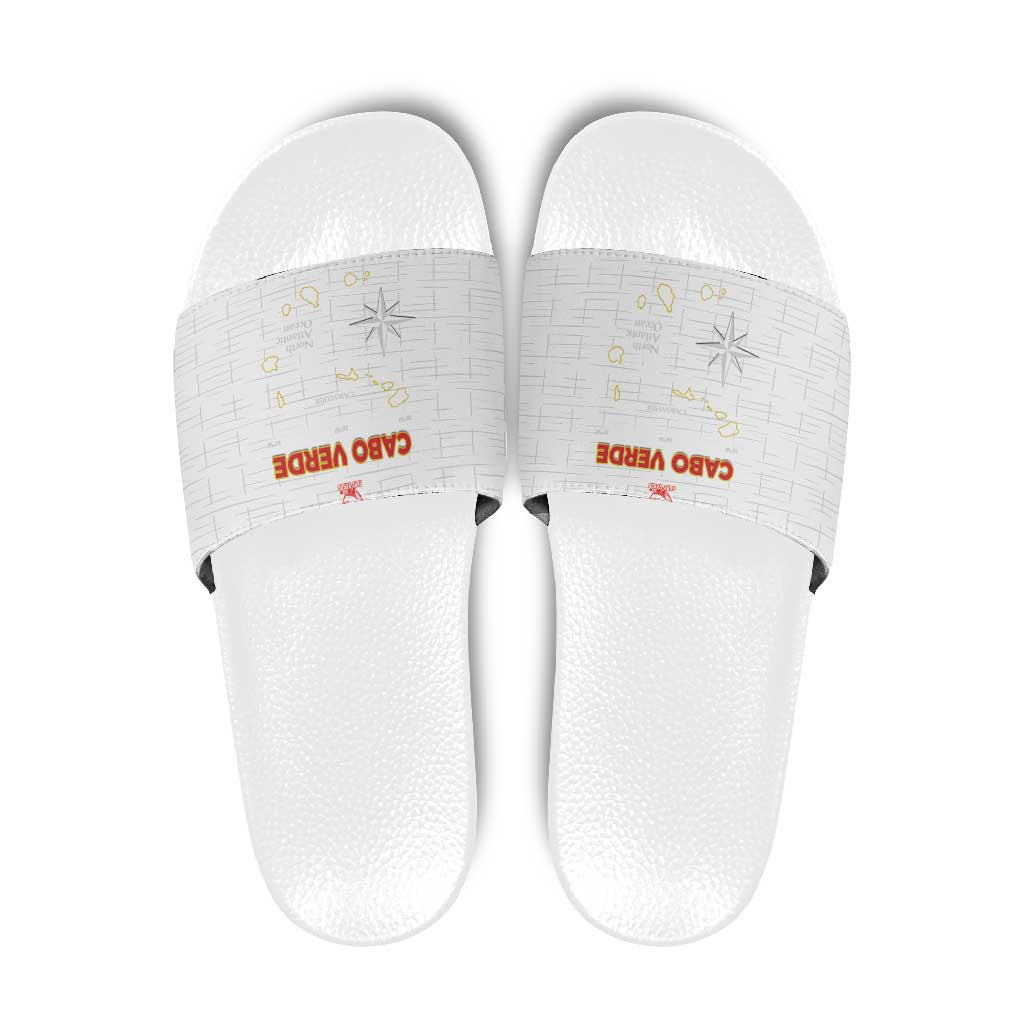 Cape Verde Football Slide Sandals Come On Tubaroes Azuis - White LT15