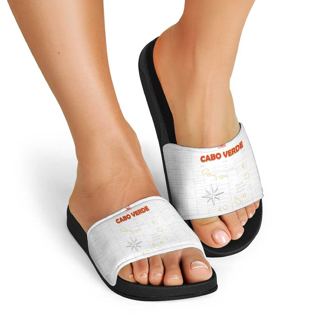 Cape Verde Football Slide Sandals Come On Tubaroes Azuis - White LT15