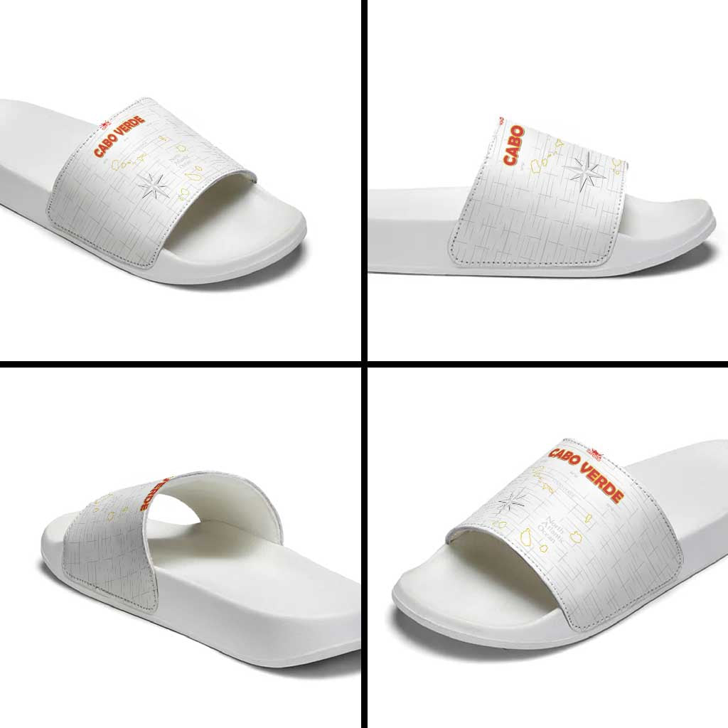 Cape Verde Football Slide Sandals Come On Tubaroes Azuis - White LT15
