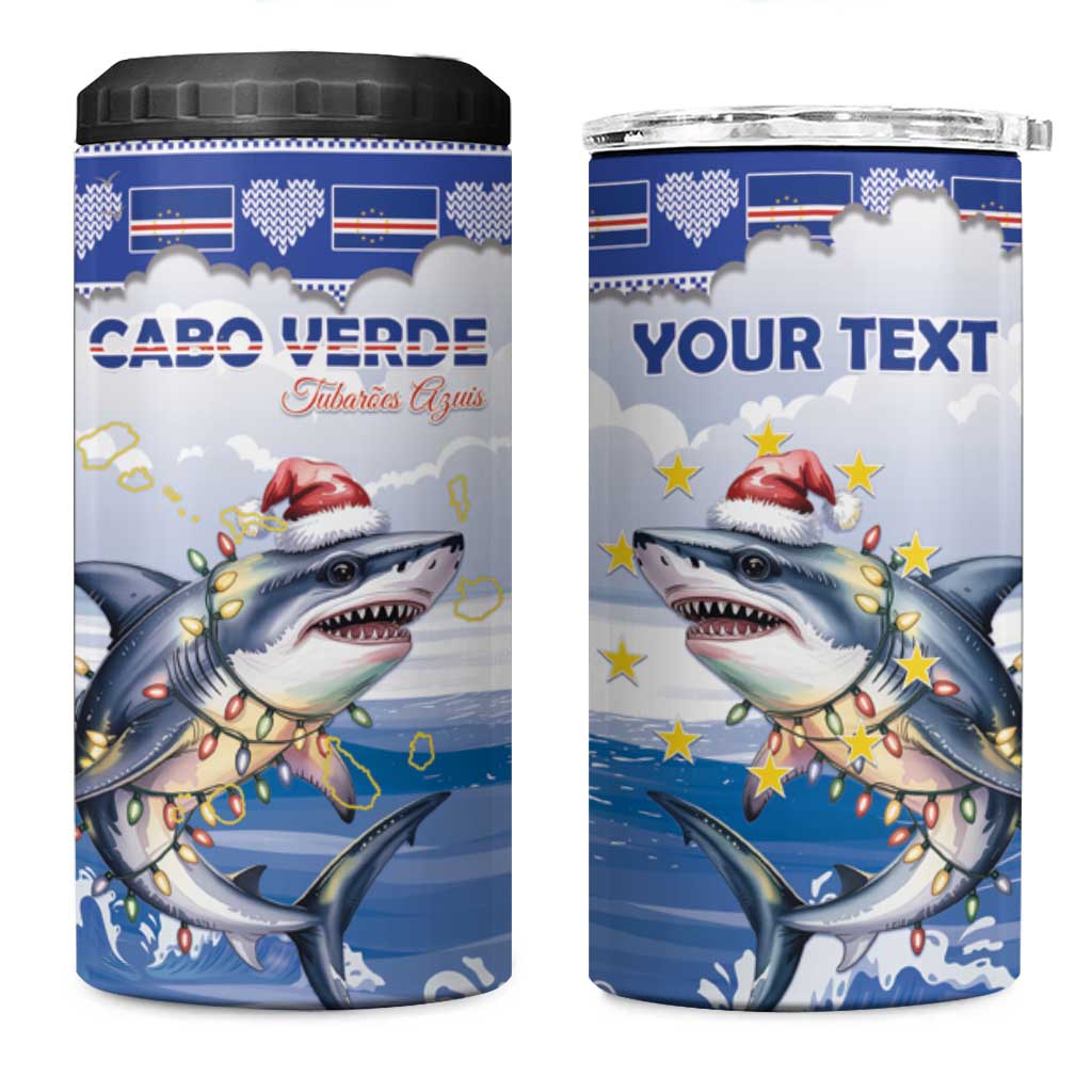 Afro Chirstmas Cabo Verde Football Personalized 4 in 1 Can Cooler Tumbler Allez Tubaroes Azuis LT15