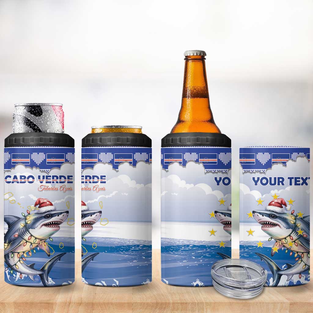 Afro Chirstmas Cabo Verde Football Personalized 4 in 1 Can Cooler Tumbler Allez Tubaroes Azuis LT15