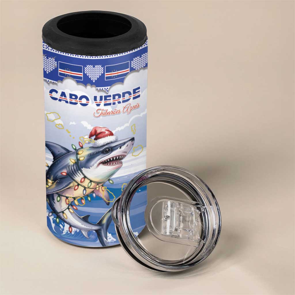 Afro Chirstmas Cabo Verde Football Personalized 4 in 1 Can Cooler Tumbler Allez Tubaroes Azuis LT15