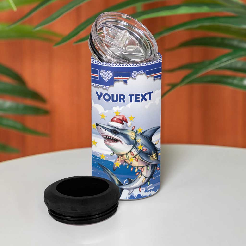 Afro Chirstmas Cabo Verde Football Personalized 4 in 1 Can Cooler Tumbler Allez Tubaroes Azuis LT15