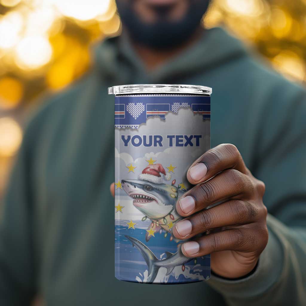 Afro Chirstmas Cabo Verde Football Personalized 4 in 1 Can Cooler Tumbler Allez Tubaroes Azuis LT15